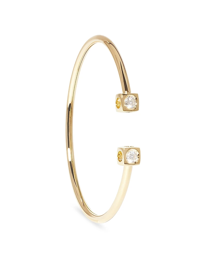 Dinh Van 18K Yellow Gold Le Cube Diamant Diamond Cube Set Wire Cuff Bracelet