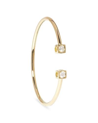 Dinh Van 18K Yellow Gold Le Cube Diamant Diamond Cube Set Wire Cuff Bracelet
