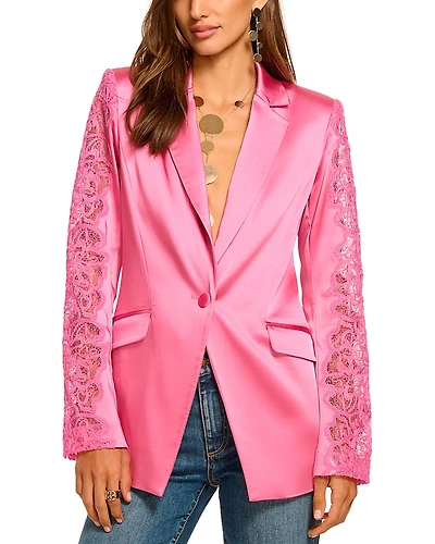 Ramy Brook Foxi Lace Sleeve Blazer