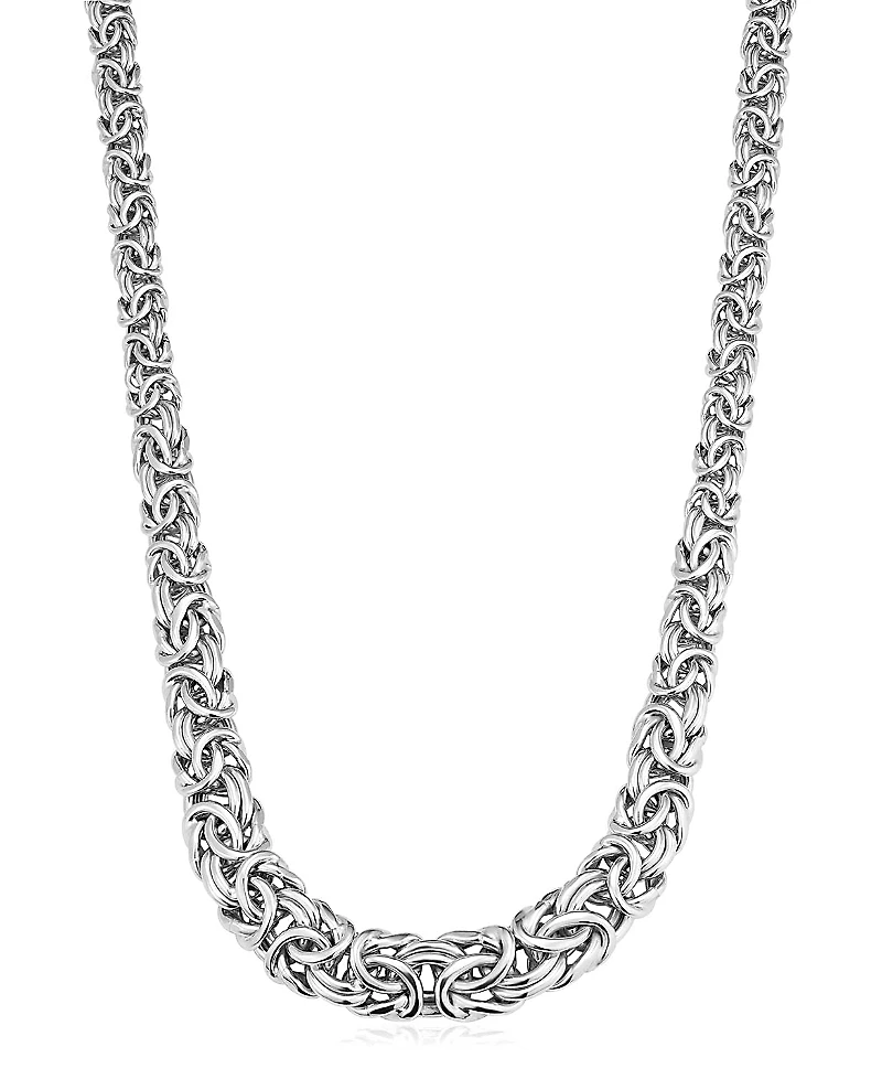 Oradina Sterling Silver Byzantine Artisan Graduated Necklace