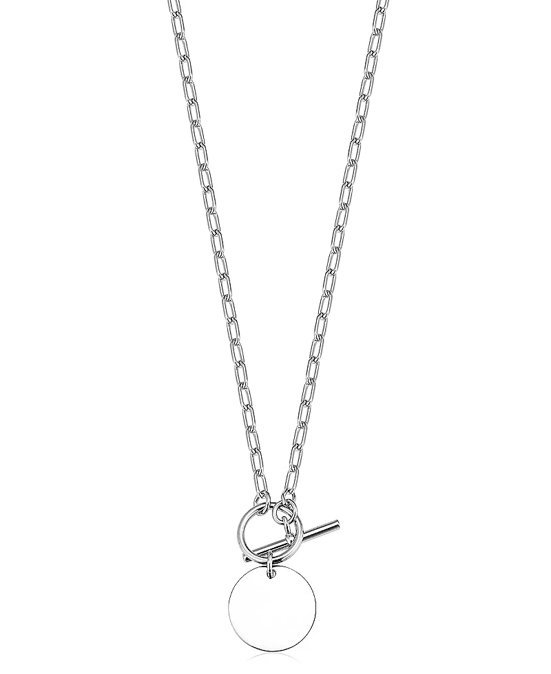 Oradina Sterling Silver Toggle Me Disc Pendant Necklace
