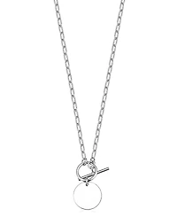 Oradina Sterling Silver Toggle Me Disc Pendant Necklace