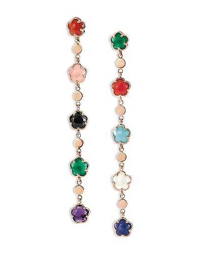 Pasquale Bruni 18K Rose Gold Figlia dei Fiori Multi Stone Flower Linear Drop Earrings