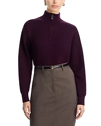 Victoria Beckham Merino Interlock Half Zip Sweater