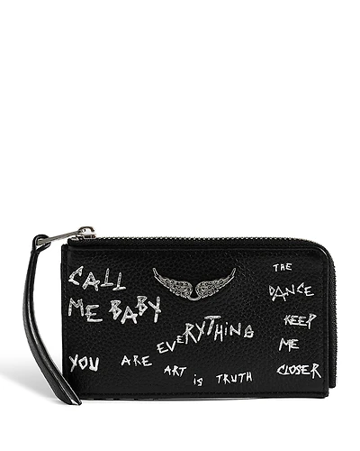 Zadig & Voltaire Zv Graffiti Leather Card Holder