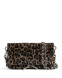 Zadig & Voltaire Rock Nano Metallic Leopard Print Leather Clutch