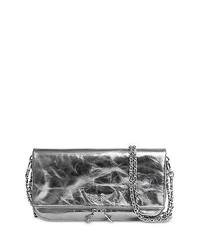 Zadig & Voltaire Rock Vintage Effect Metallic Leather Clutch