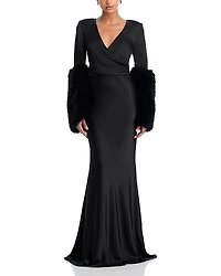 L'Agence Manon Gown with Faux Fur