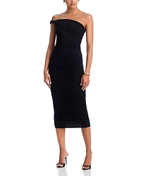 L'Agence Cheryl Shirred Midi Dress
