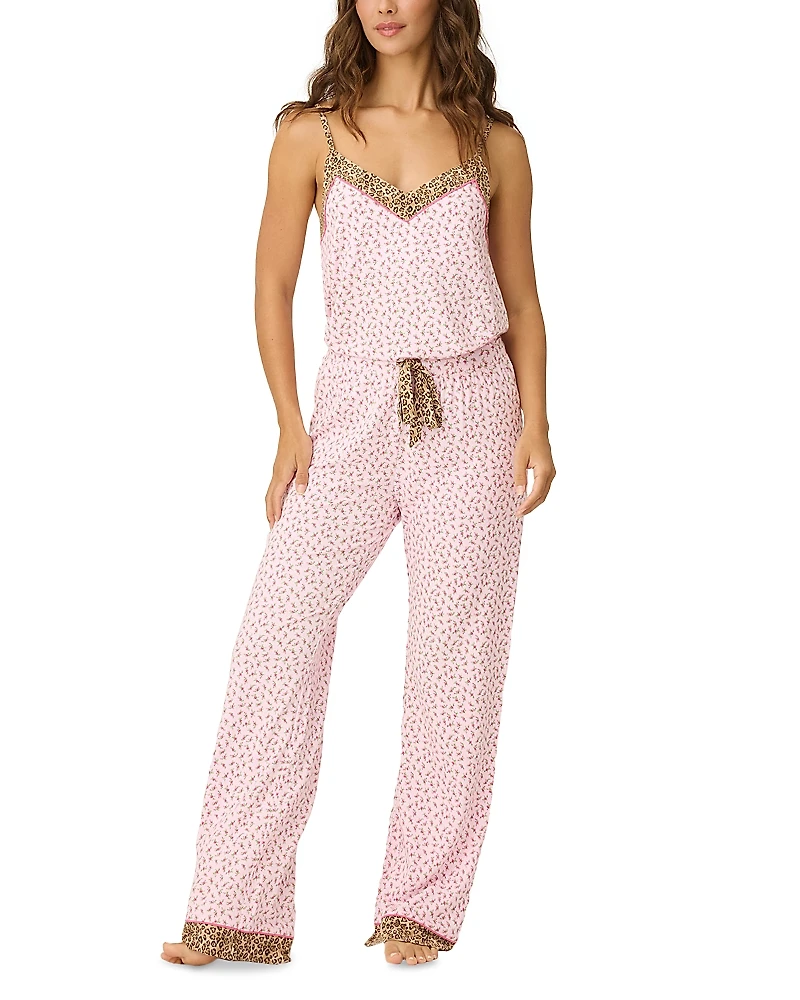 Pj Salvage Contrast Trim Floral Cami & Pant Pajama Set