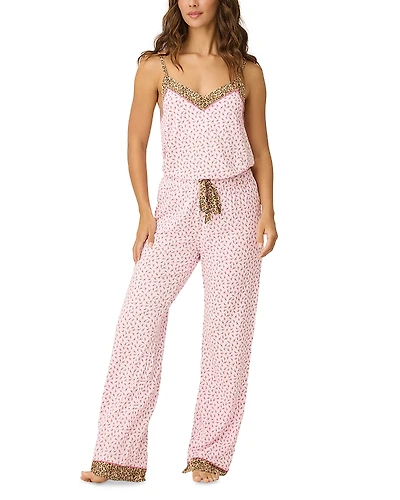 Pj Salvage Contrast Trim Floral Cami & Pant Pajama Set