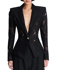 Balmain 1-Button Fitted Lace Jacket