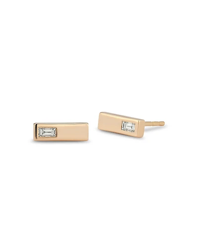 Walters Faith Diamond Baguette Solitaire Rectangle Stud Earrings