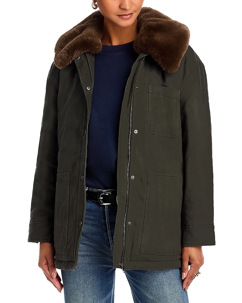 Rails Tessuto Faux Fur Collar Jacket