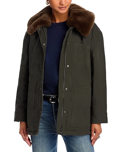 Rails Tessuto Faux Fur Collar Jacket