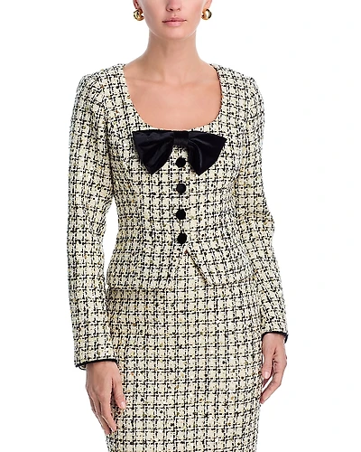 Aqua Sequin Tweed Velvet Bow Jacket - Exclusive