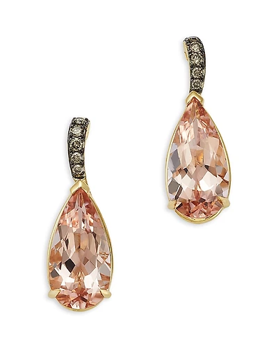 Bloomingdale's Fine Collection Morganite & Brown Diamond Drop Earrings