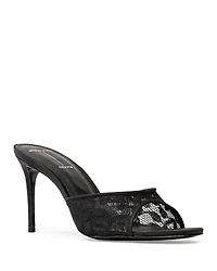 Black Suede Studio Women's Angled Snip Toe Lace Mules