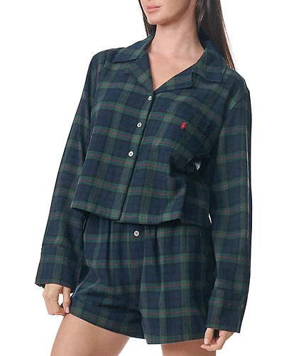 Polo Ralph Lauren Plaid Cotton Flannel Short Sleeve Sleep Set
