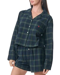 Polo Ralph Lauren Plaid Cotton Flannel Short Sleeve Sleep Set