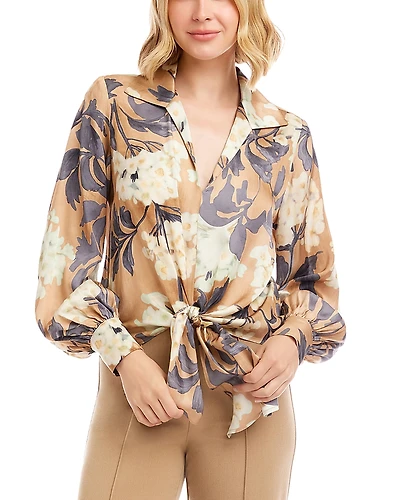 Karen Kane Satin Tie Front Top