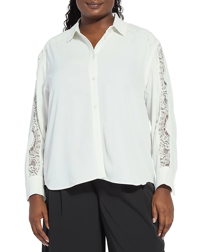 Lysse Plus Natasha Lace Trim Shirt