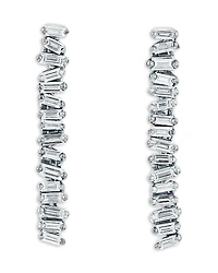 Suzanne Kalan 18K White Gold Classic Diamond Baguette Linear Baby Tennis Earrings