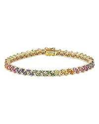 Suzanne Kalan 18K Yellow Gold Rainbow Sapphire & Diamond Tennis Bracelet