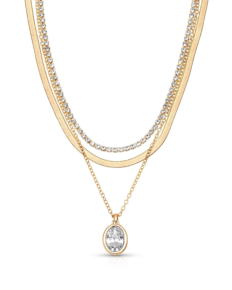 Ettika Cubic Zirconia Layered Pendant Necklace, 14-17.5
