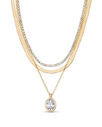 Ettika Cubic Zirconia Layered Pendant Necklace, 14-17.5