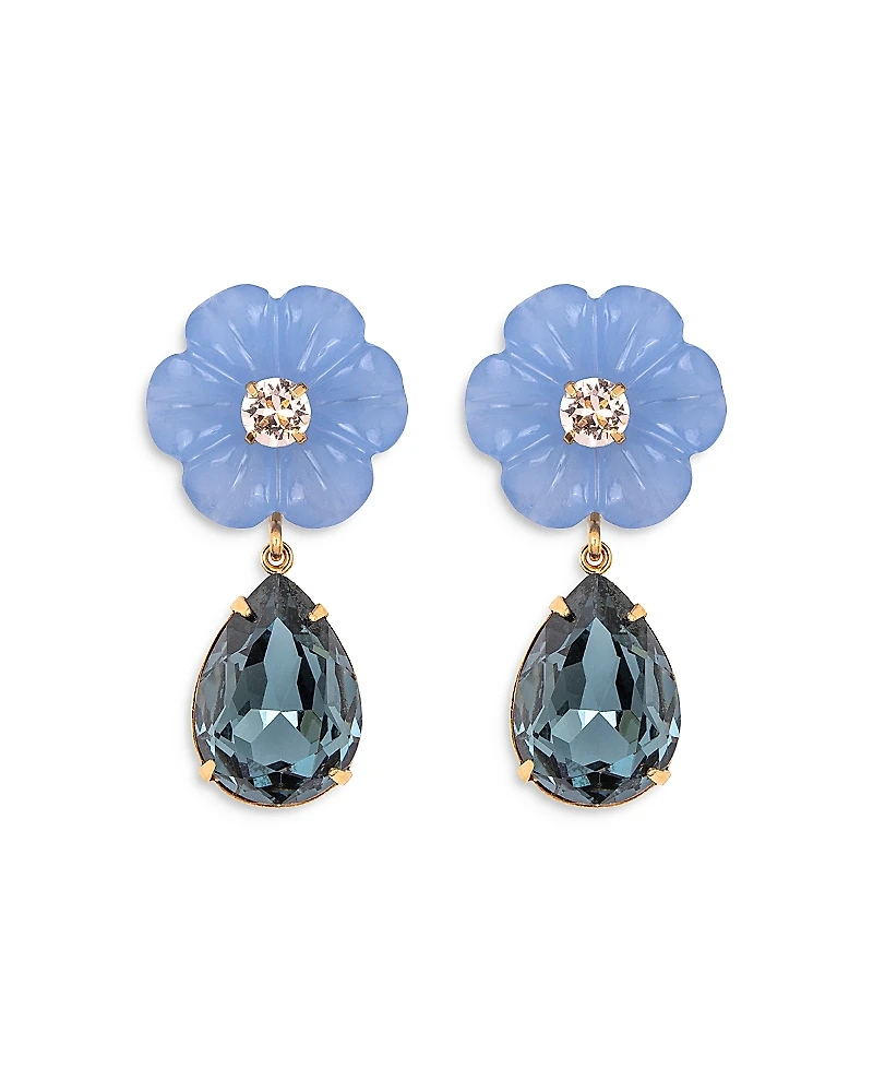 Jennifer Behr Juna Gemstone & Crystal Flower Drop Earrings