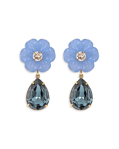 Jennifer Behr Juna Gemstone & Crystal Flower Drop Earrings