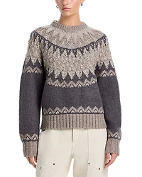 525 Lela Crewneck Raglan Patterned Pullover Sweater