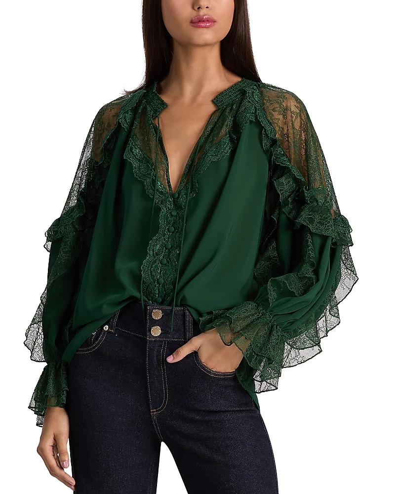 Alice and Olivia Aleena Lace Inset Blouse