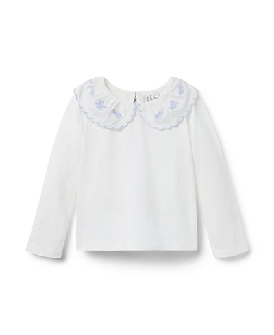 Janie and Jack Girls' Embroidered Collar Top - Little Kid, Big Kid