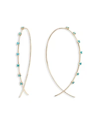 Lana Jewelry 14K Yellow Gold Turquoise Upside Down Hoop Threader Earrings