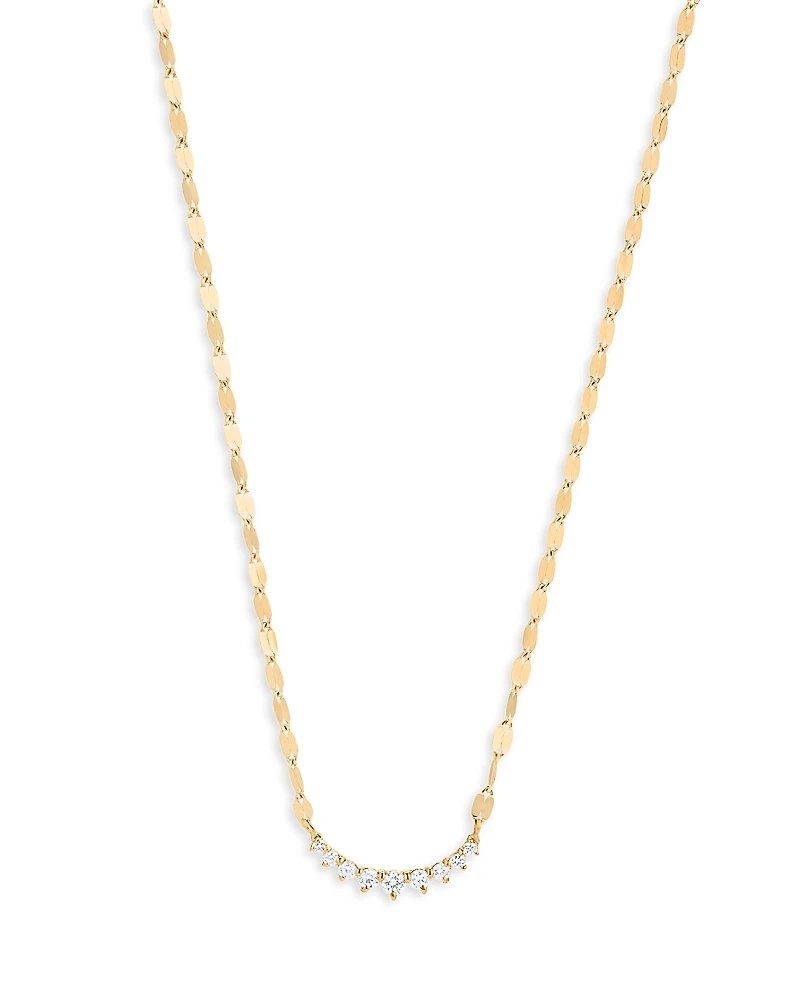Lana Jewelry 14K Yellow Gold Diamond Curved Bar Necklace, 18