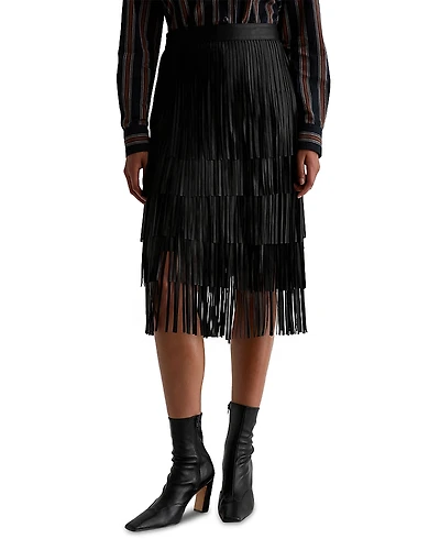 Ag Marissa Leather Fringe Skirt