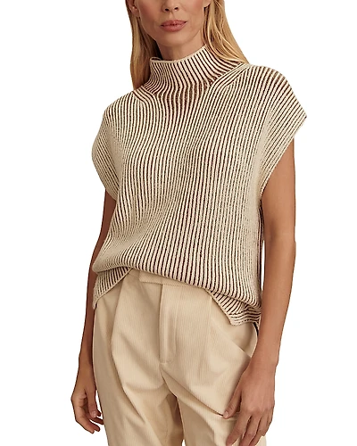 Varley Lauren Plated Knit Sleeveless Sweater