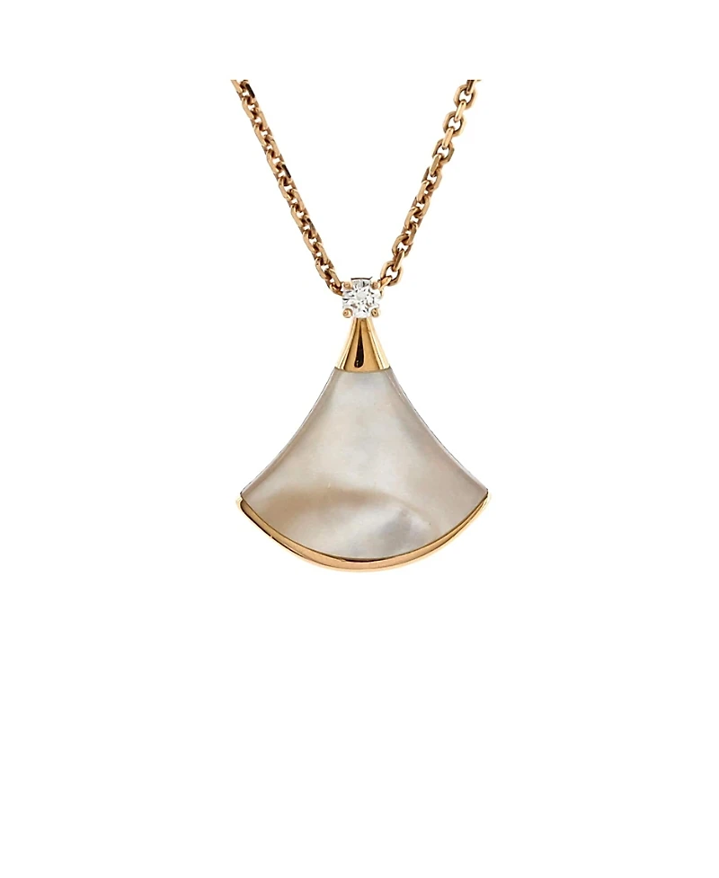 Pre-Owned Bvlgari Small Divas' Dream Pendant Necklace 18K Rose Gold with Mother of Pearl and Diamond, 15.75 - 17"