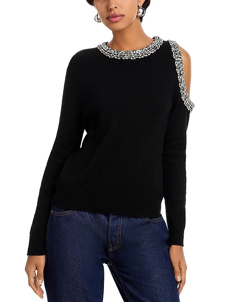Milly Roma Crystal Embellished Crewneck Top
