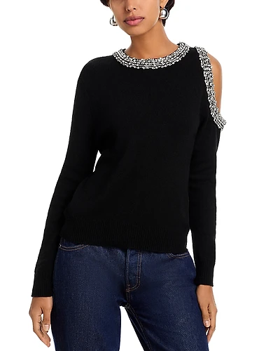 Milly Roma Crystal Embellished Crewneck Top