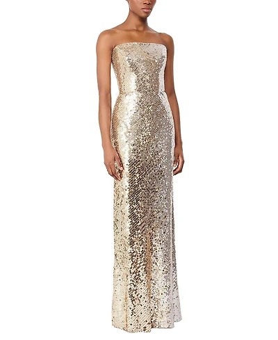 Jenny Packham Caron Sequin-embellished Strapless Maxi Dress