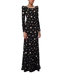 Jenny Packham Frency Mirror-embellished Puff-shoulder Maxi Dress