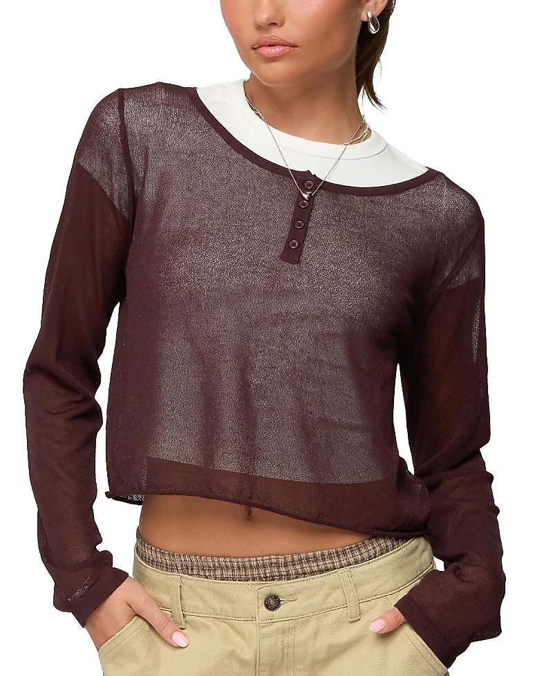Edikted Kilian Sheer Knit Henley Top