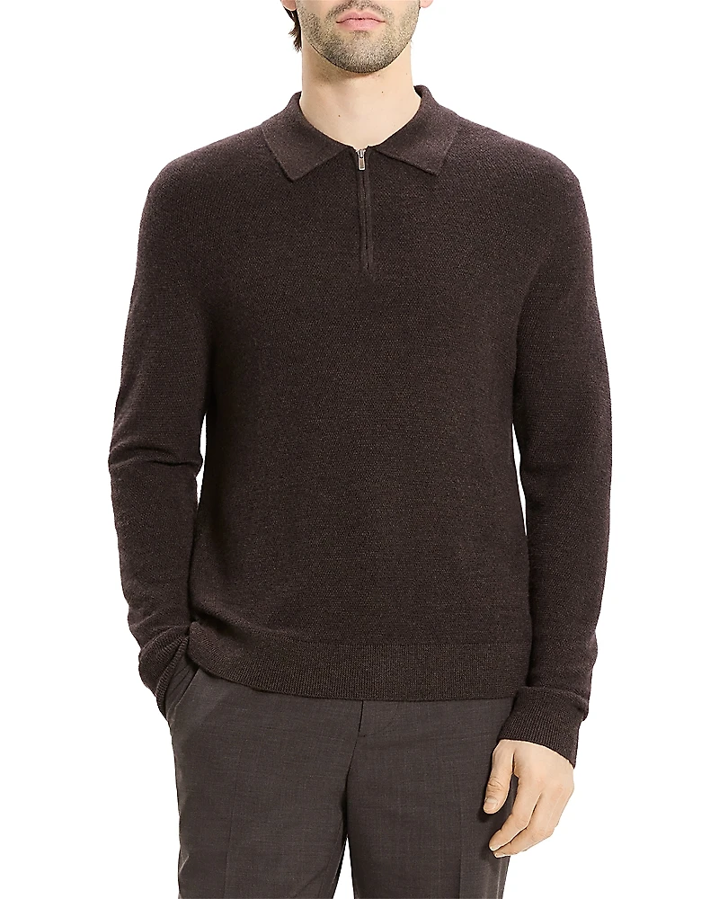 Theory Cashmere Long Sleeve Polo Shirt