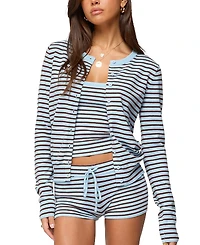 Edikted Lillian Striped Button Up Knit Cardigan
