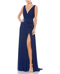 Mac Duggal Sleeveless V-Neck Chiffon Gown