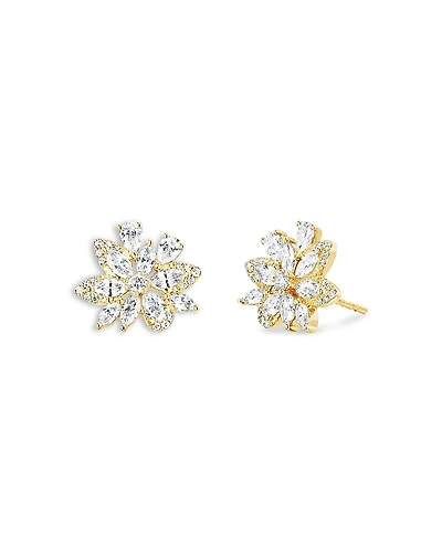Ef Collection 14K Yellow Gold Ef Collection Diamond Flower Cluster Stud Earrings