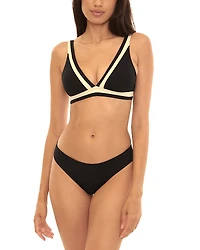 Becca by Rebecca Virtue Coast Line Rib Claire Plunge Neck Bikini Top